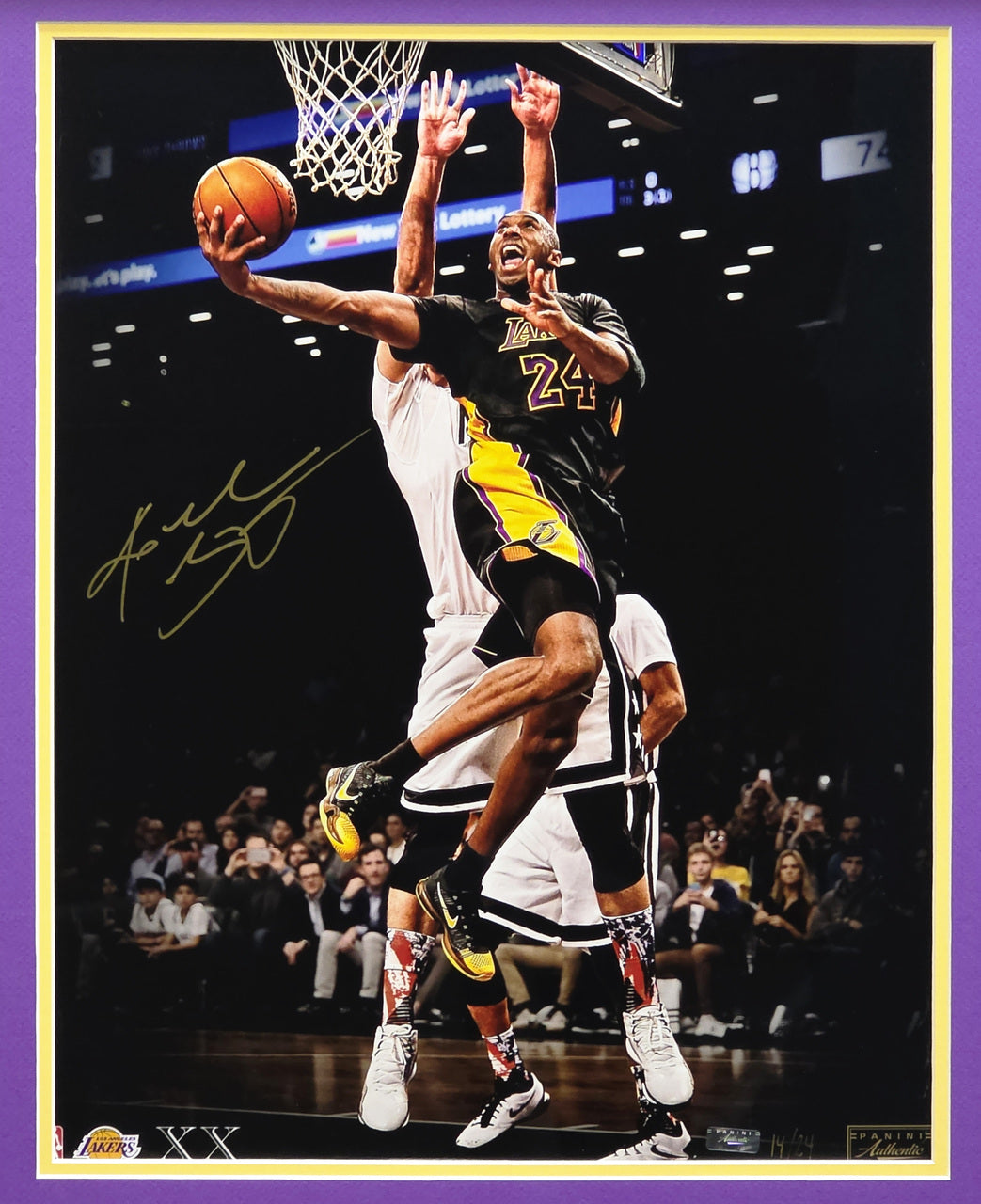Kobe Bryant Autographed Framed 16x20 Photo Los Angeles Lakers "XX" #14/24 Panini, PSA/DNA & Beckett BAS #AE19143