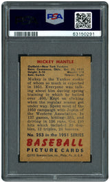 Mickey Mantle Autographed 1951 Bowman Rookie Card #253 New York Yankees Vintage Rookie Signature PSA/DNA #63150291