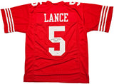 San Francisco 49ers Trey Lance Autographed Red Jersey Beckett BAS Witness Stock #215020