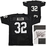 Oakland Raiders Marcus Allen Autographed Black Jersey Beckett BAS Witness Stock #215325