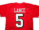 San Francisco 49ers Trey Lance Autographed Red Jersey Beckett BAS Witness Stock #215019