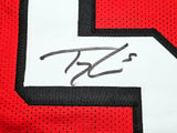 San Francisco 49ers Trey Lance Autographed Red Jersey Beckett BAS Witness Stock #215019