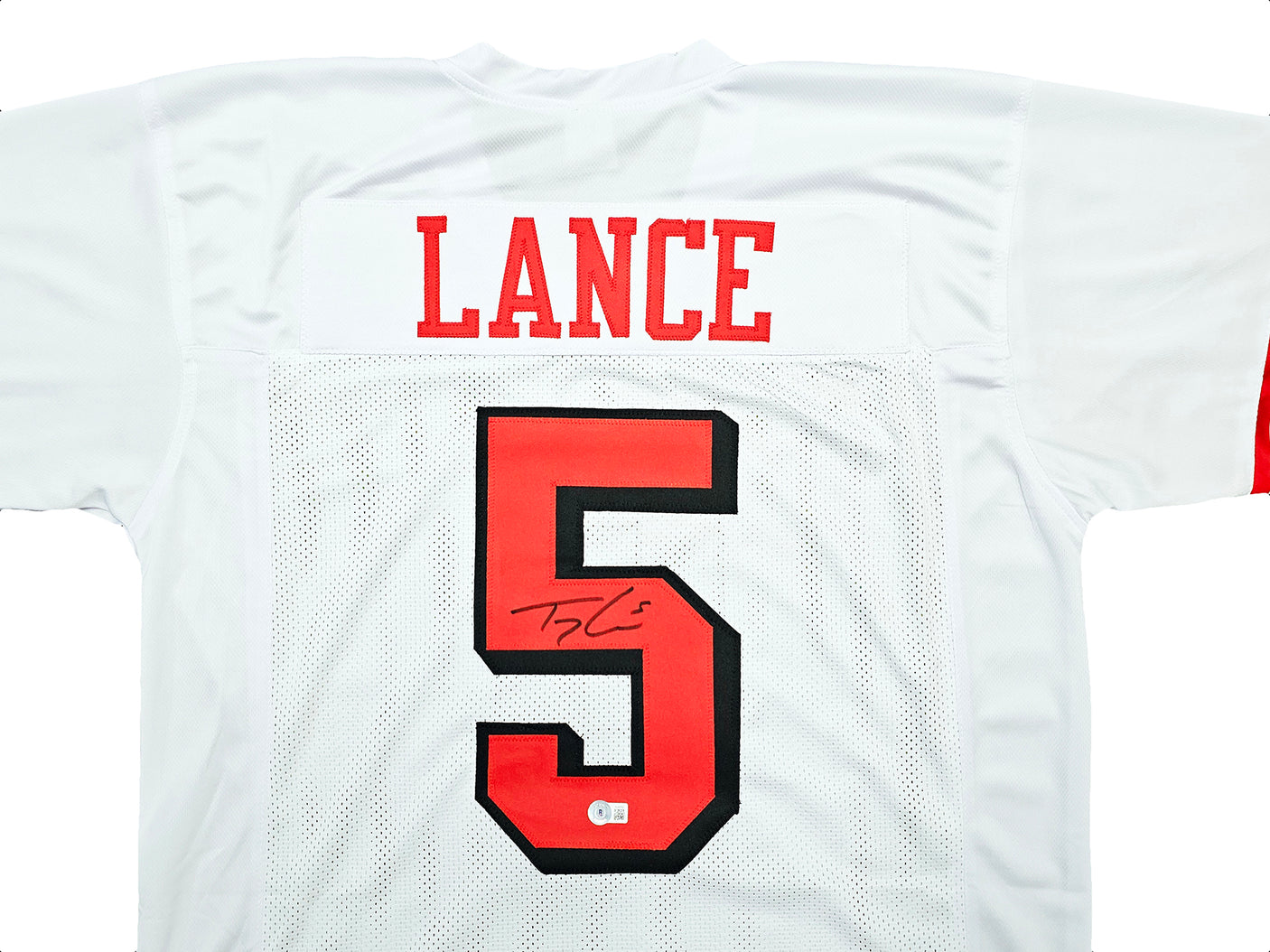 San Francisco 49ers Trey Lance Autographed White Jersey Beckett BAS Witness Stock #215021