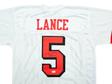 San Francisco 49ers Trey Lance Autographed White Jersey Beckett BAS Witness Stock #215021