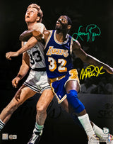 Larry Bird & Magic Johnson Autographed 16x20 Photo Boston Celtics & Los Angeles Lakers Beckett BAS Witness Stock #215032