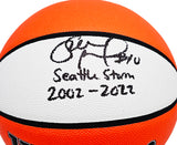 Sue Bird Autographed Authentic White Panel Indoor/Outdoor Basketball Seattle Storm "Seattle Storm 2002-2022" Beckett BAS QR Stock #214845