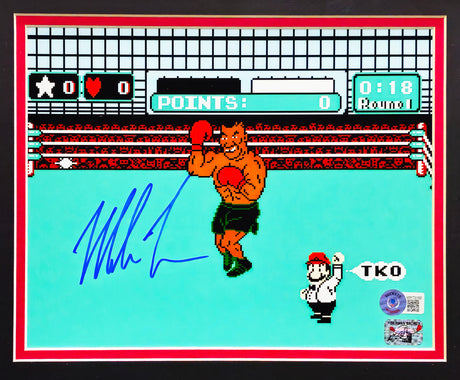 Mike Tyson Autographed Framed 8x10 Photo Nintendo Punch-Out!! With NES Controller Beckett BAS QR Stock #224814