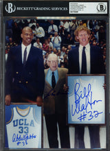 Kareem Abdul Jabbar, John Wooden & Bill Walton Autographed 8x10 Photo UCLA Bruins Auto Grade Gem Mint 10 Beckett BAS Stock #239955