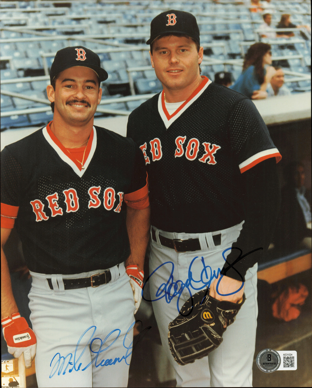 Roger Clemens & Mike Greenwell Autographed 8x10 Photo Boston Red Sox Beckett BAS #AE31024