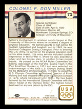 Col. F. Don Miller Autographed 1991 Impel U.S. Olympics Card #73 SKU #240709