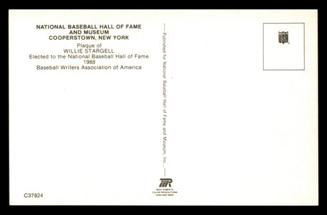 Willie Stargell Autographed Hall of Fame HOF Plaque Postcard Pittsburgh Pirates SKU #240794