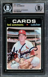 Ted Simmons Autographed 1971 Topps Rookie Card #117 St. Louis Cardinals Beckett BAS #14862569