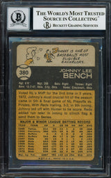 Johnny Bench Autographed 1973 Topps Card #380 Cincinnati Reds Auto Grade Gem Mint 10 Beckett BAS #13015855