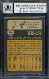 Johnny Bench Autographed 1973 Topps Card #380 Cincinnati Reds Auto Grade Gem Mint 10 Beckett BAS #13015871