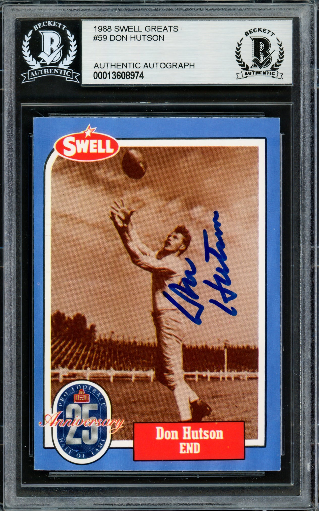 Don Hutson Autographed 1988 Swell Greats Card #59 Green Bay Packers Beckett BAS #13608974