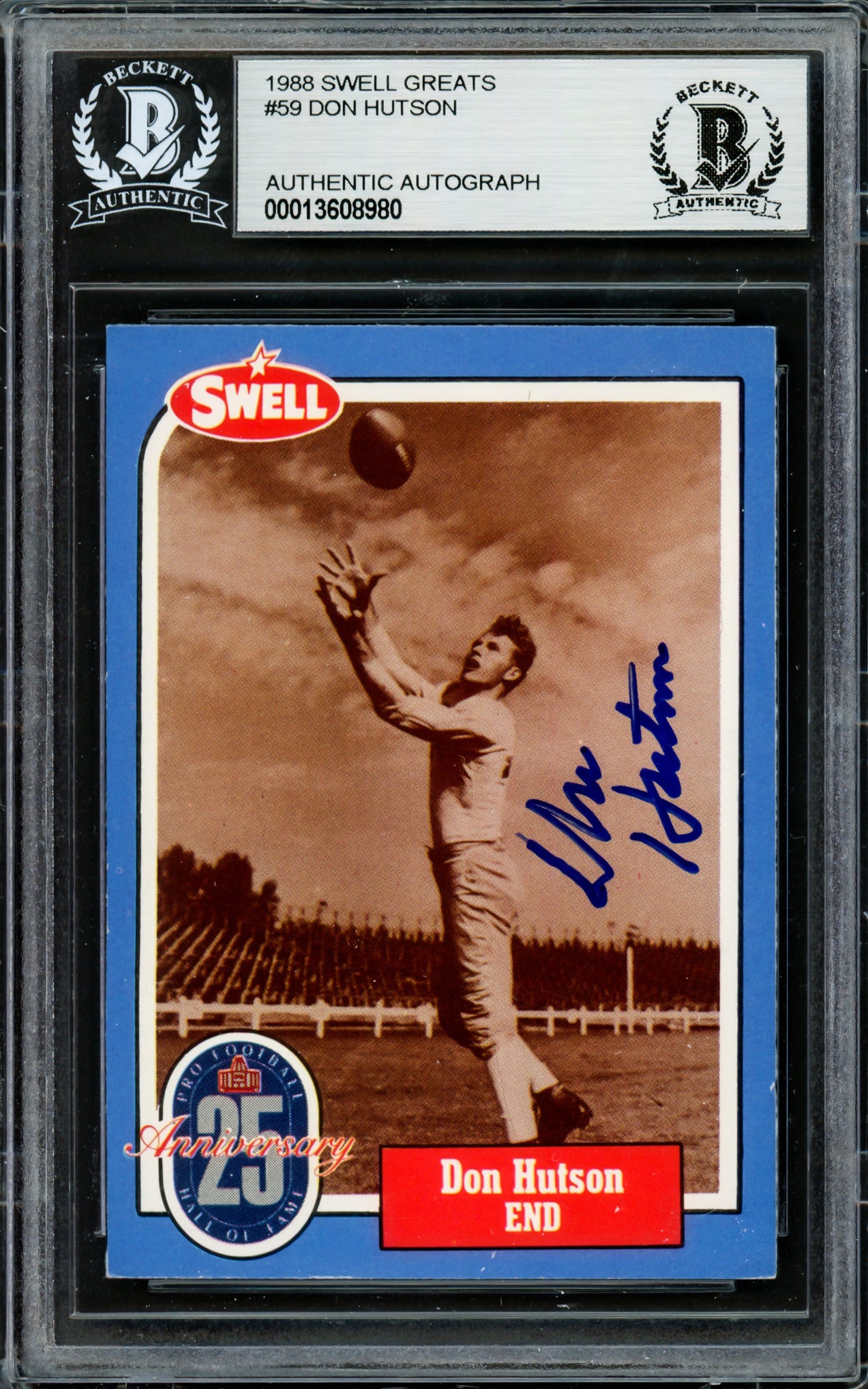 Don Hutson Autographed 1988 Swell Greats Card #59 Green Bay Packers Beckett BAS #13608980