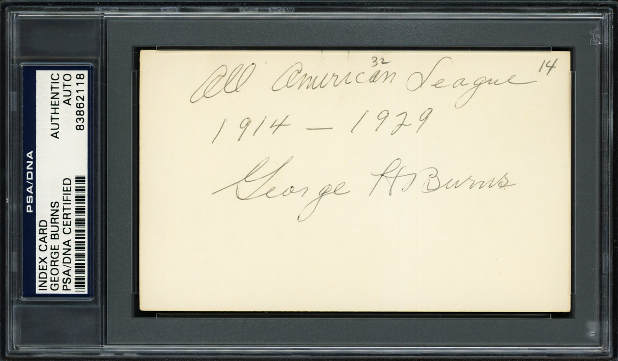 George H. Burns Autographed 3x5 Index Card New York Giants, Philadelphia Phillies "1914-29" PSA/DNA #83862118