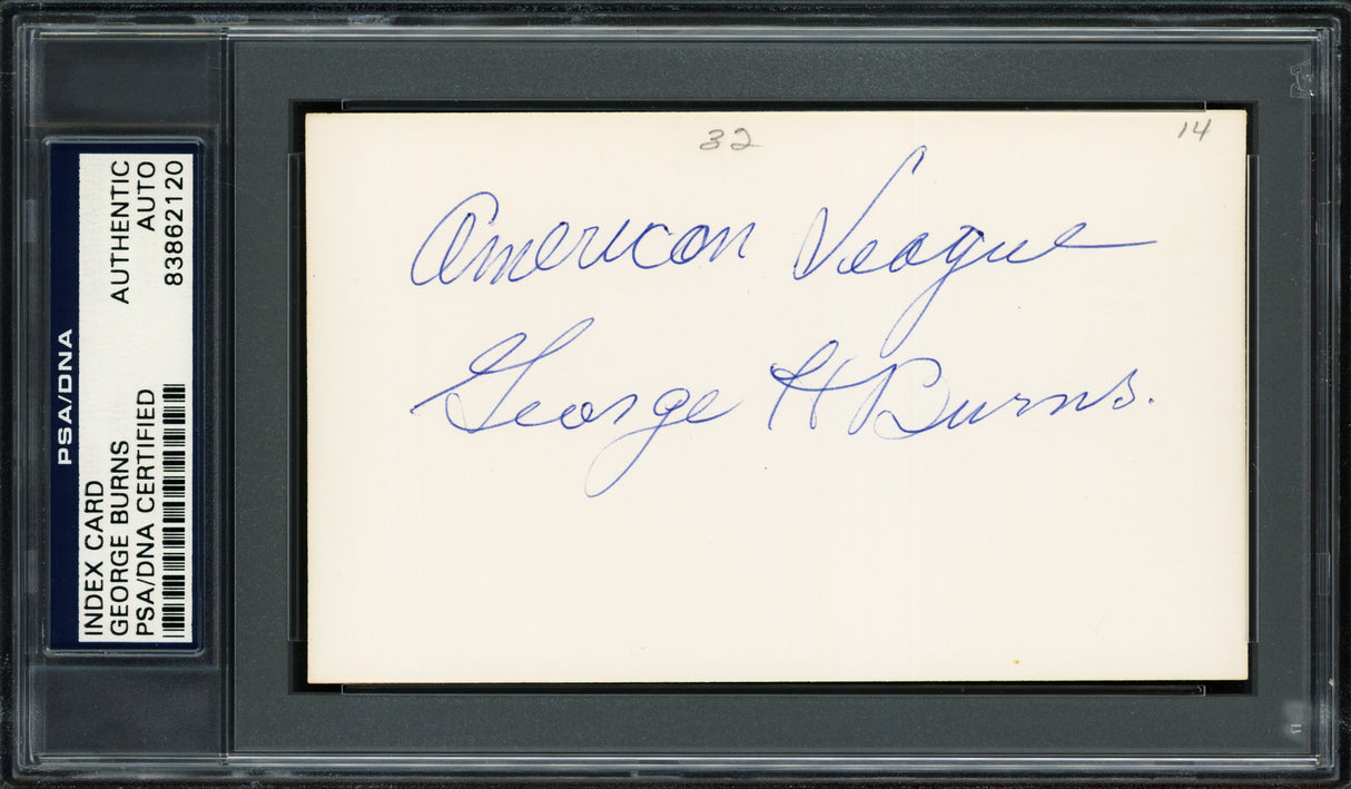 George H. Burns Autographed 3x5 Index Card New York Giants, Philadelphia Phillies "All American League" PSA/DNA #83862120
