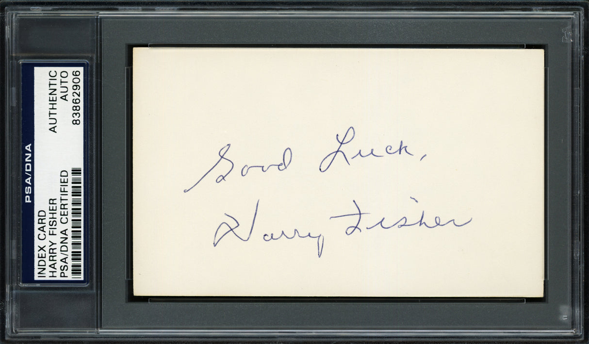 Harry Fisher Autographed 3x5 Index Card Pittsburgh Pirates "Good Luck" PSA/DNA #83862906