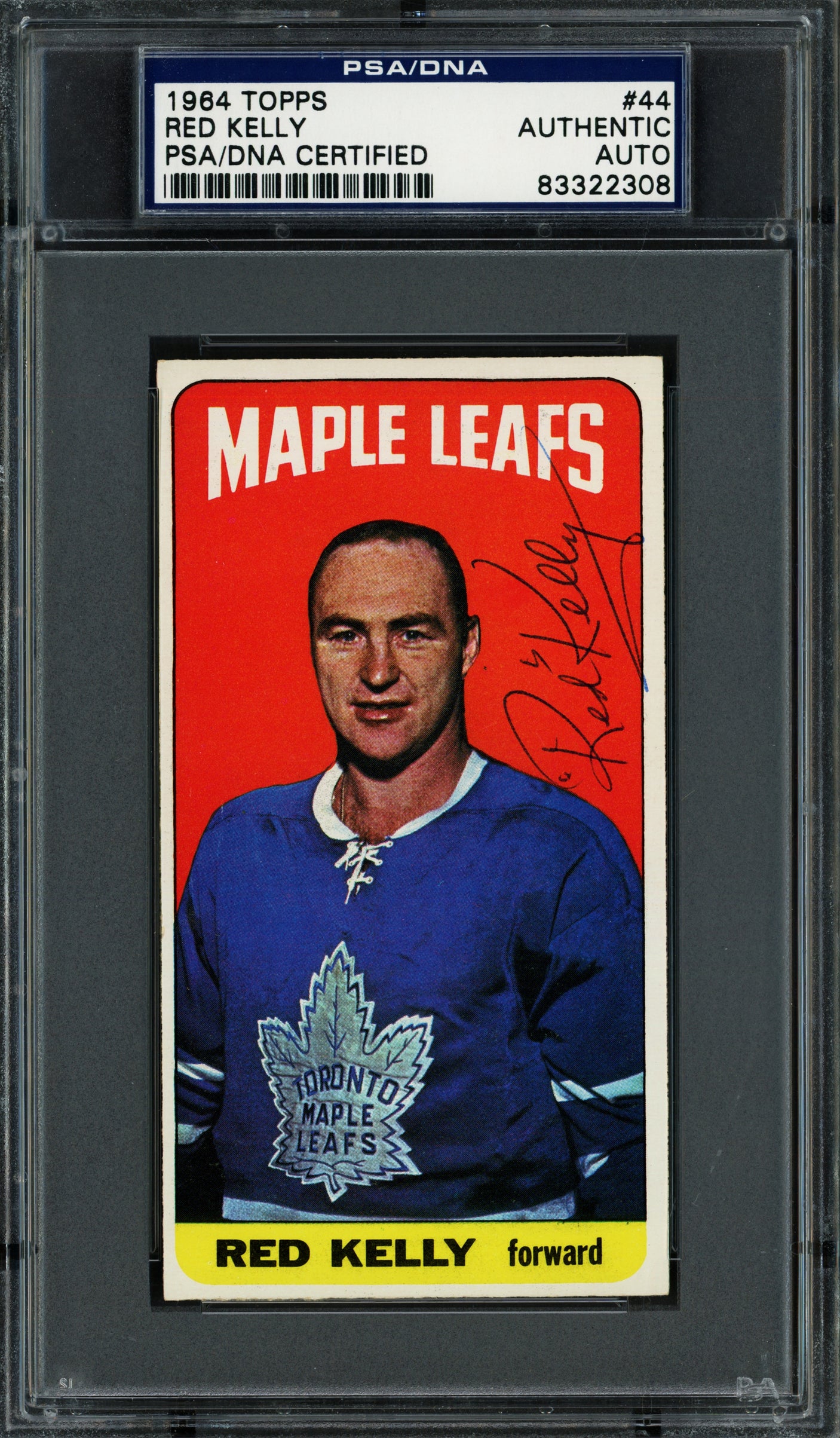 Red Kelly Autographed 1964 Topps Card #44 Toronto Maple Leafs PSA/DNA #83322308