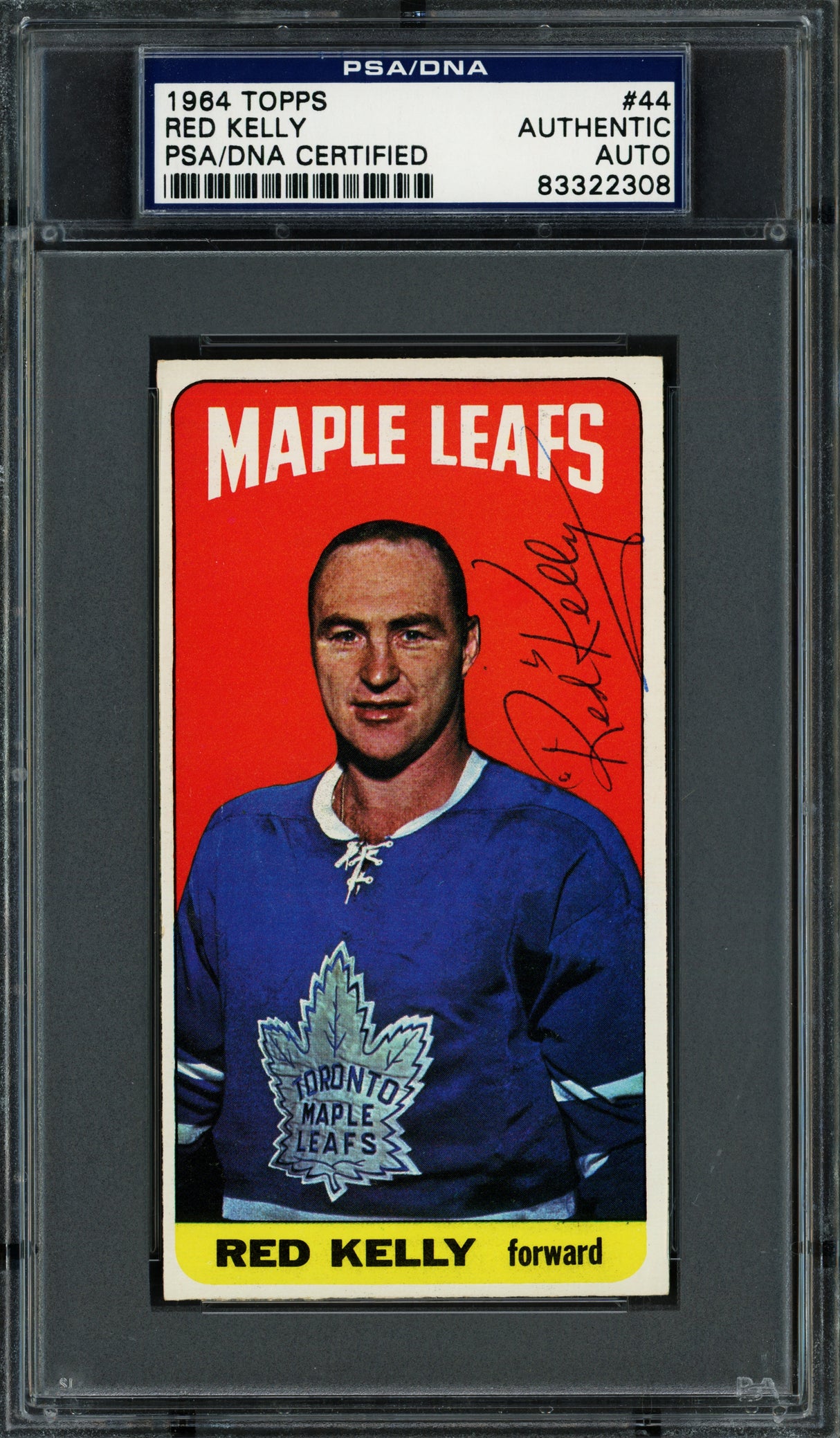 Red Kelly Autographed 1964 Topps Card #44 Toronto Maple Leafs PSA/DNA #83322308