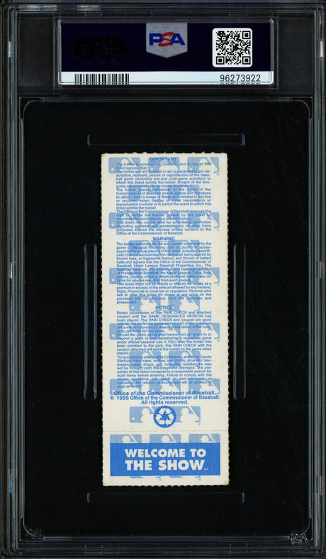 Ken Griffey Jr. & Edgar Martinez Autographed 1995 ALDS Game 5 - "The Slide" & "The Double" Ticket Stub Seattle Mariners PSA 3 Auto Grade Gem Mint 10 PSA/DNA #96273922