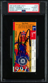 Ken Griffey Jr. Autographed 1997 ALDS Game 1 Ticket Stub Seattle Mariners Auto Grade Gem Mint 10 PSA/DNA #92311022