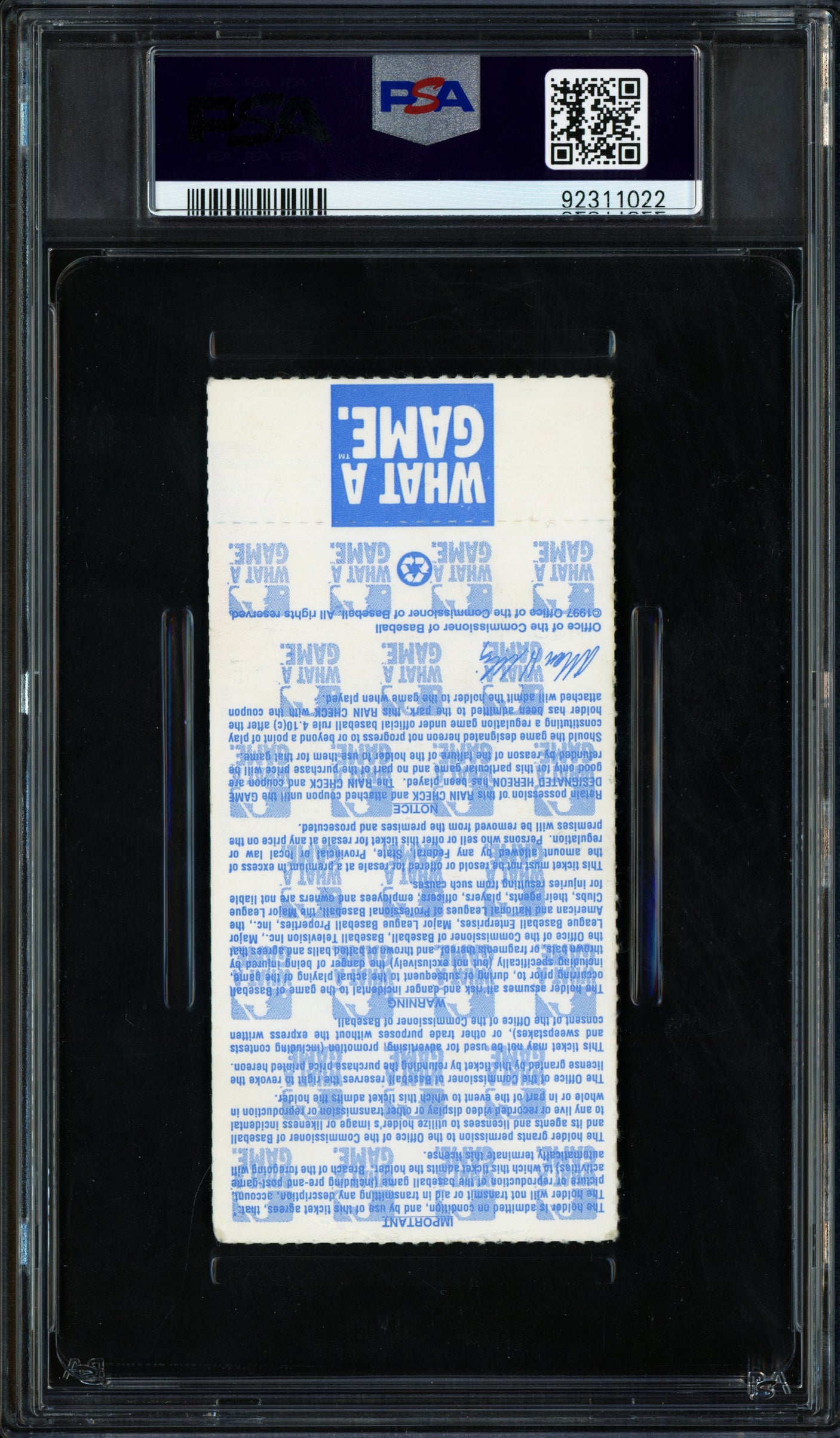Ken Griffey Jr. Autographed 1997 ALDS Game 1 Ticket Stub Seattle Mariners Auto Grade Gem Mint 10 PSA/DNA #92311022