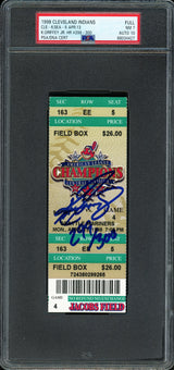 Ken Griffey Jr. Autographed 1998 Cleveland Indians HR #299-300 Ticket Seattle Mariners PSA 7 Auto Grade Gem Mint 10 "299/300" PSA/DNA #68034427