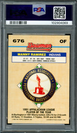 Manny Ramirez Autographed 1992 Bowman Foil Rookie Card #676 Boston Red Sox PSA 9 Auto Grade Gem Mint 10 PSA/DNA #102904069