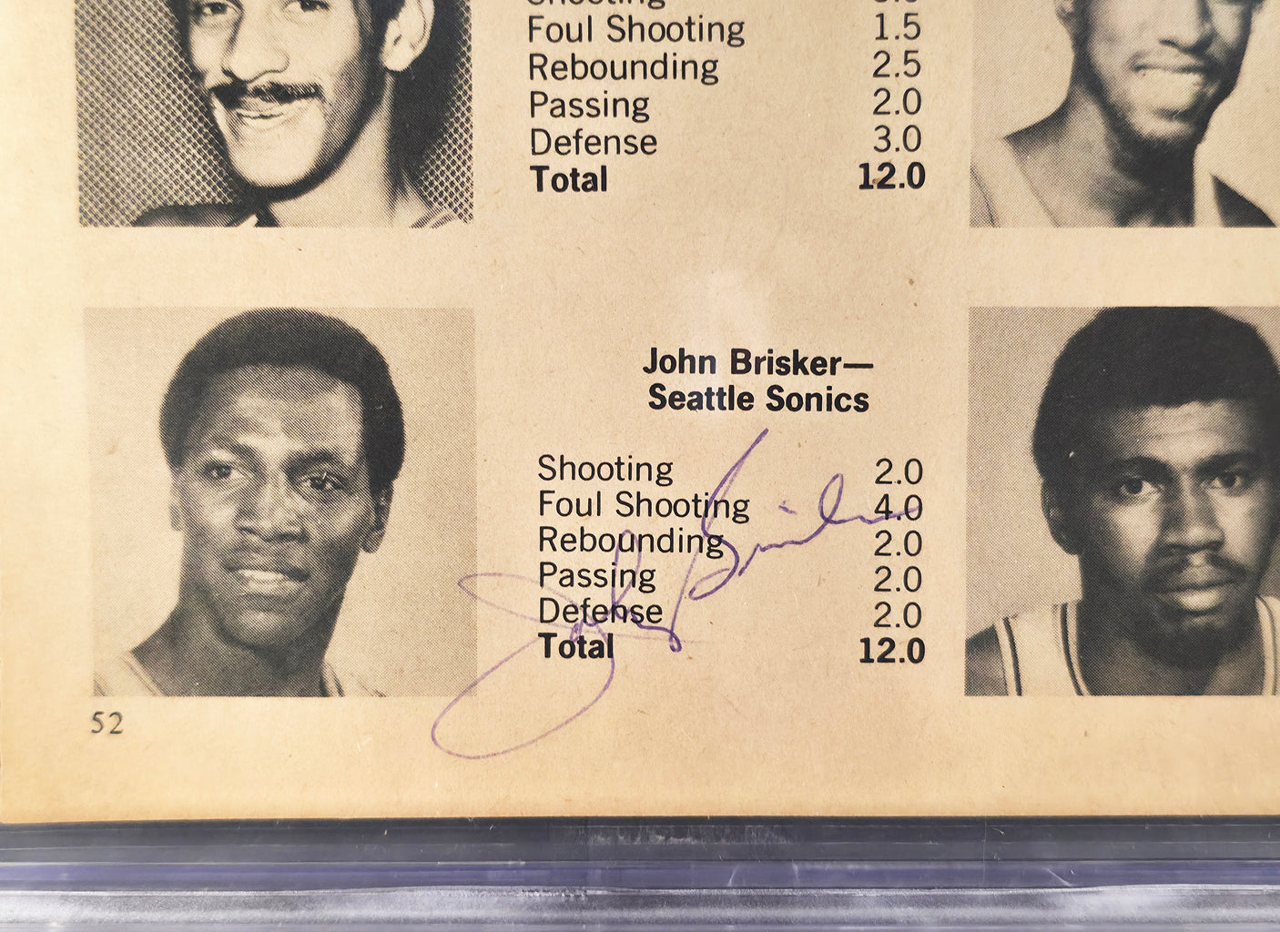 John Brisker Autographed 7x11 Magazine Page Photo Seattle Supersonics With 8 Total Signatures Beckett BAS #17402407