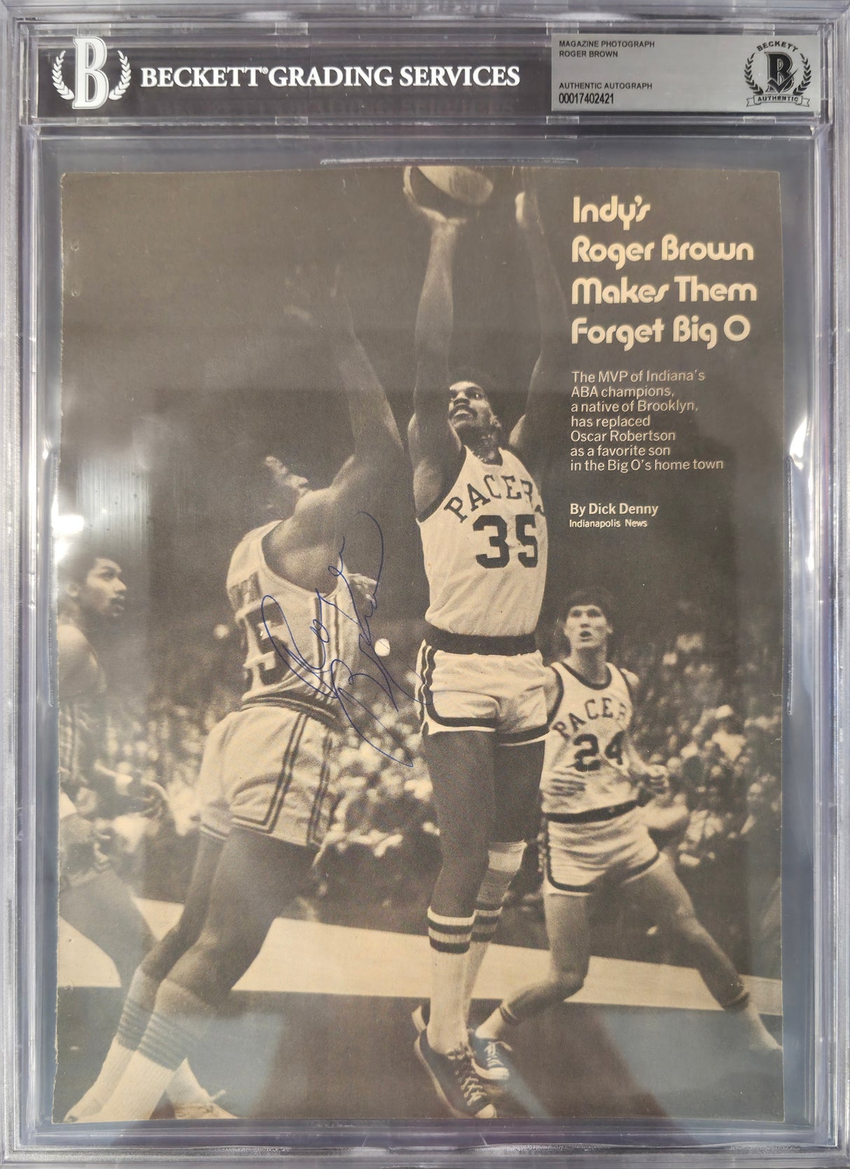 Roger Brown Autographed 8x11 Magazine Page Photo Indiana Pacers Beckett BAS #17402421