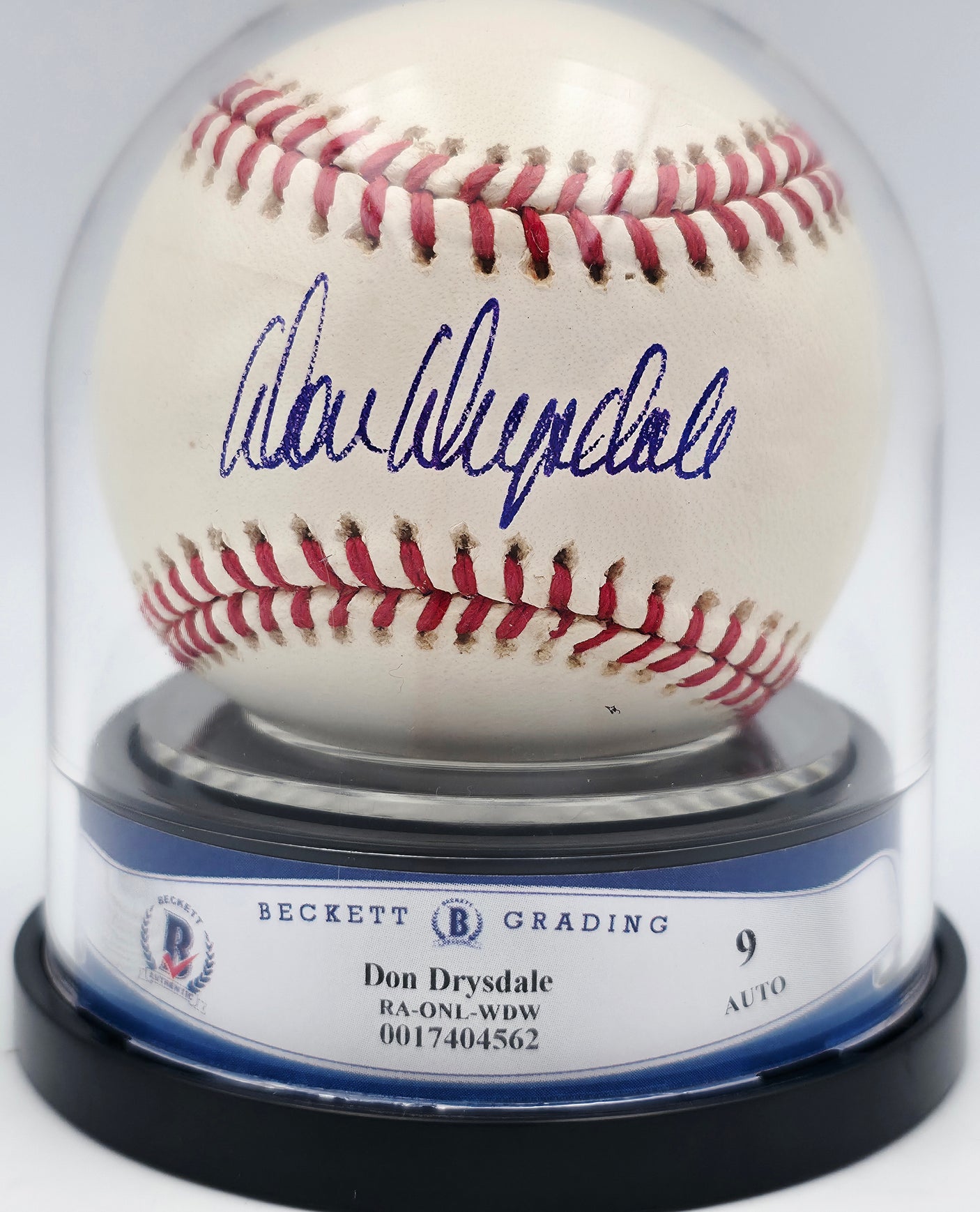 Don Drysdale Autographed Official NL Baseball Los Angeles Dodgers Auto Grade Mint 9 Beckett BAS #17404562
