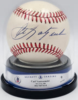Carl Yastrzemski Autographed Official AL Baseball Boston Red Sox Auto Grade Mint 9 Beckett BAS #17857614