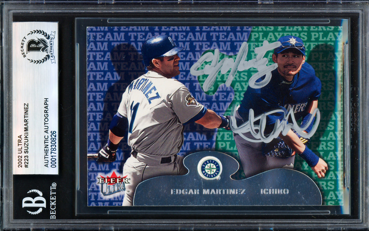 Ichiro Suzuki & Edgar Martinez Autographed 2001 Fleer Ultra Card #223 Seattle Mariners Beckett BAS #17830826