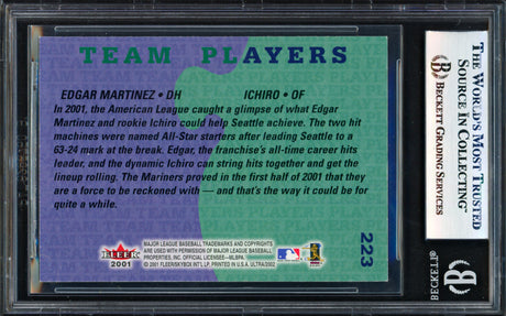 Ichiro Suzuki & Edgar Martinez Autographed 2001 Fleer Ultra Card #223 Seattle Mariners Beckett BAS #17830825