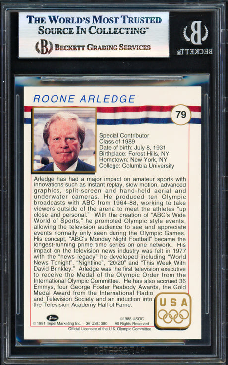 Roone Arledge Autographed 1991 Impel Olympics Card #79 Beckett BAS #17830839