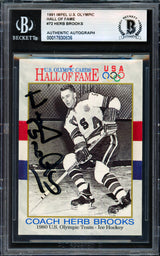 Herb Brooks Autographed 1991 Impel Olympics Card #72 1980 Team USA Beckett BAS #17830836