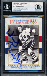 Herb Brooks Autographed 1991 Impel Olympics Card #72 1980 Team USA Beckett BAS #17830835