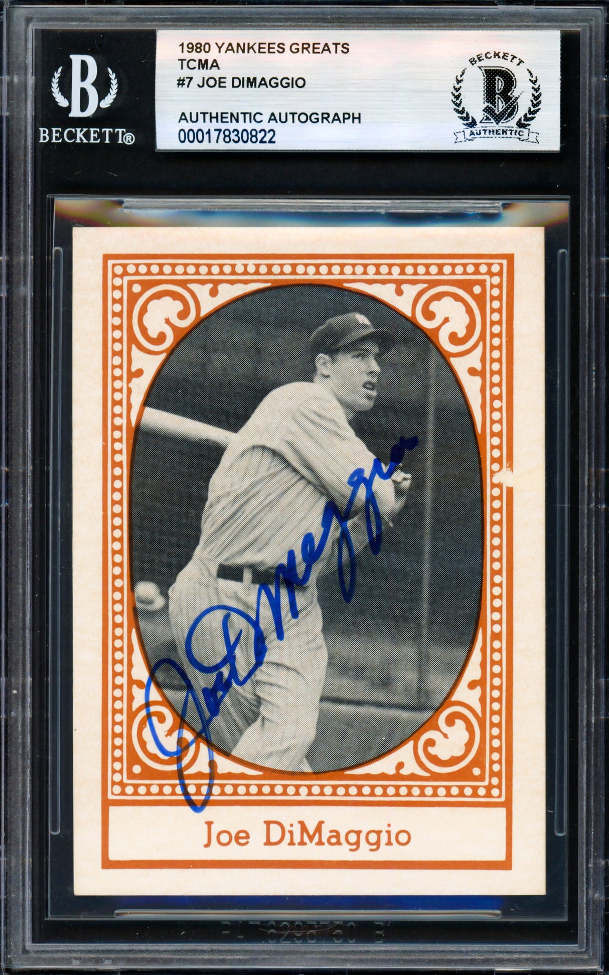Joe DiMaggio Autographed 1980 TCMA Card #7 New York Yankees Beckett BAS #17830822