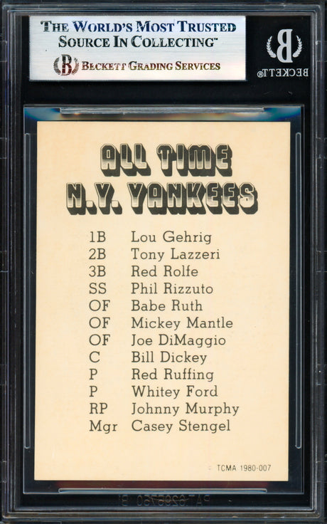 Joe DiMaggio Autographed 1980 TCMA Card #7 New York Yankees Beckett BAS #17830822