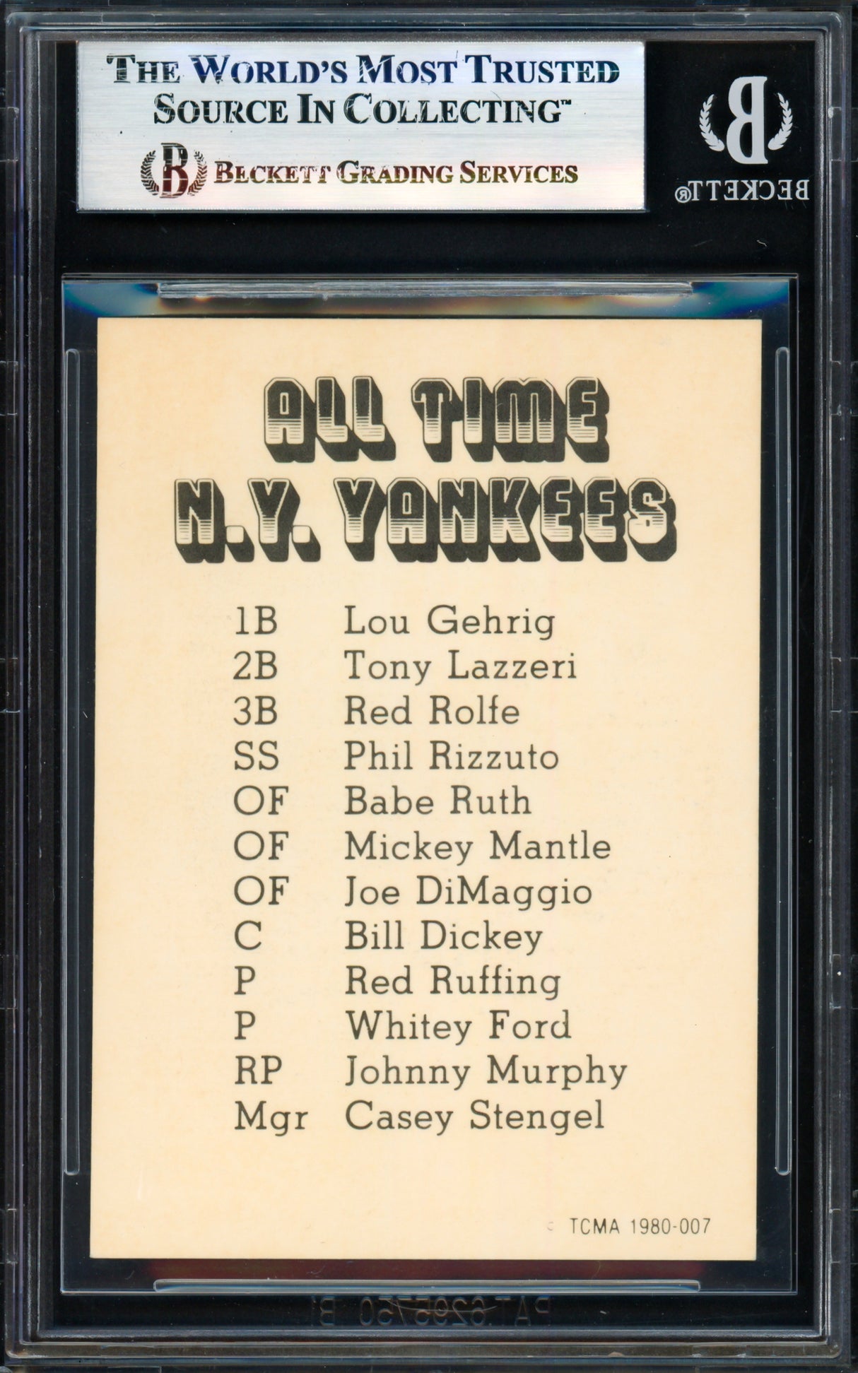 Joe DiMaggio Autographed 1980 TCMA Card #7 New York Yankees Beckett BAS #17830822
