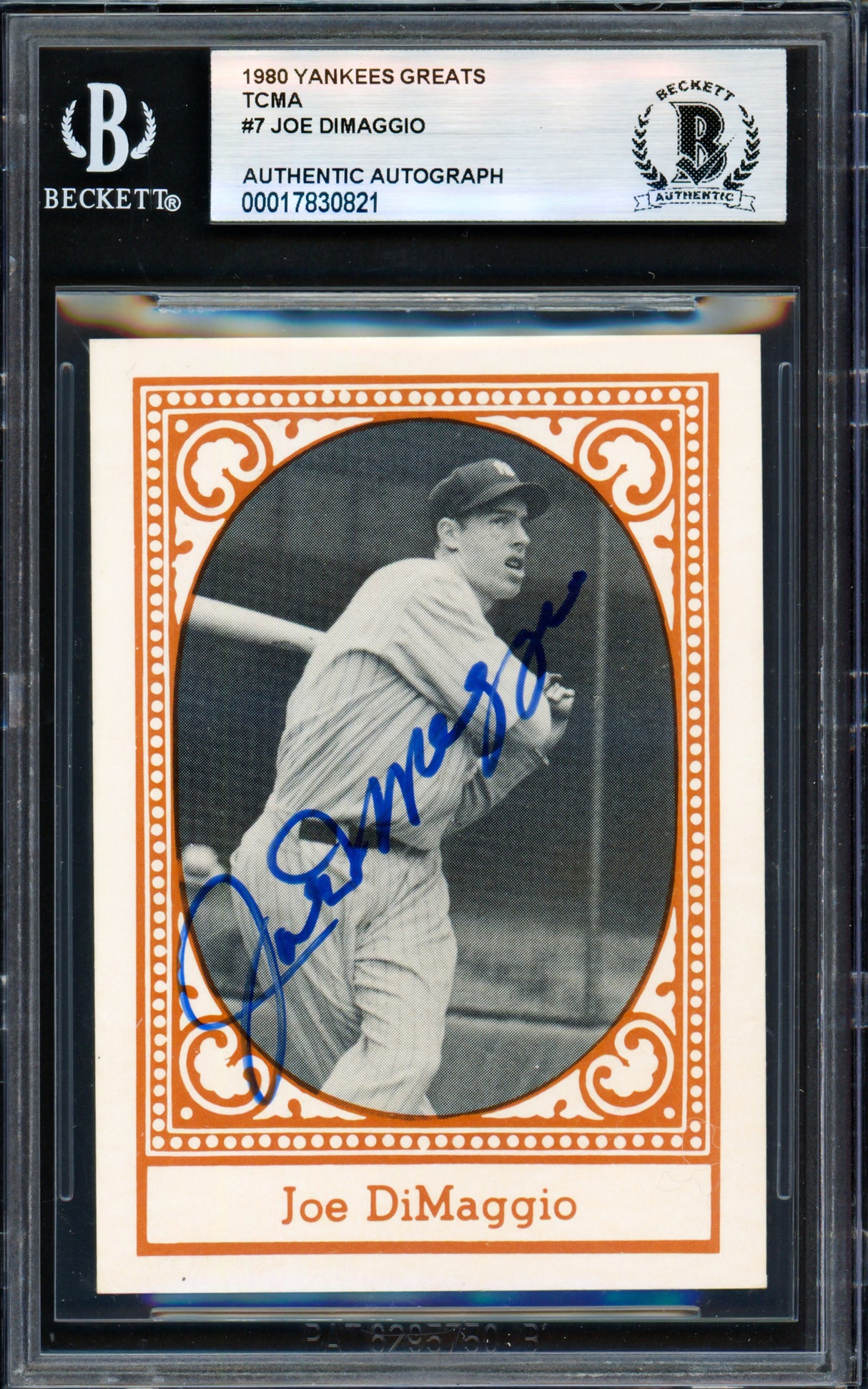 Joe DiMaggio Autographed 1980 TCMA Card #7 New York Yankees Beckett BAS #17830821