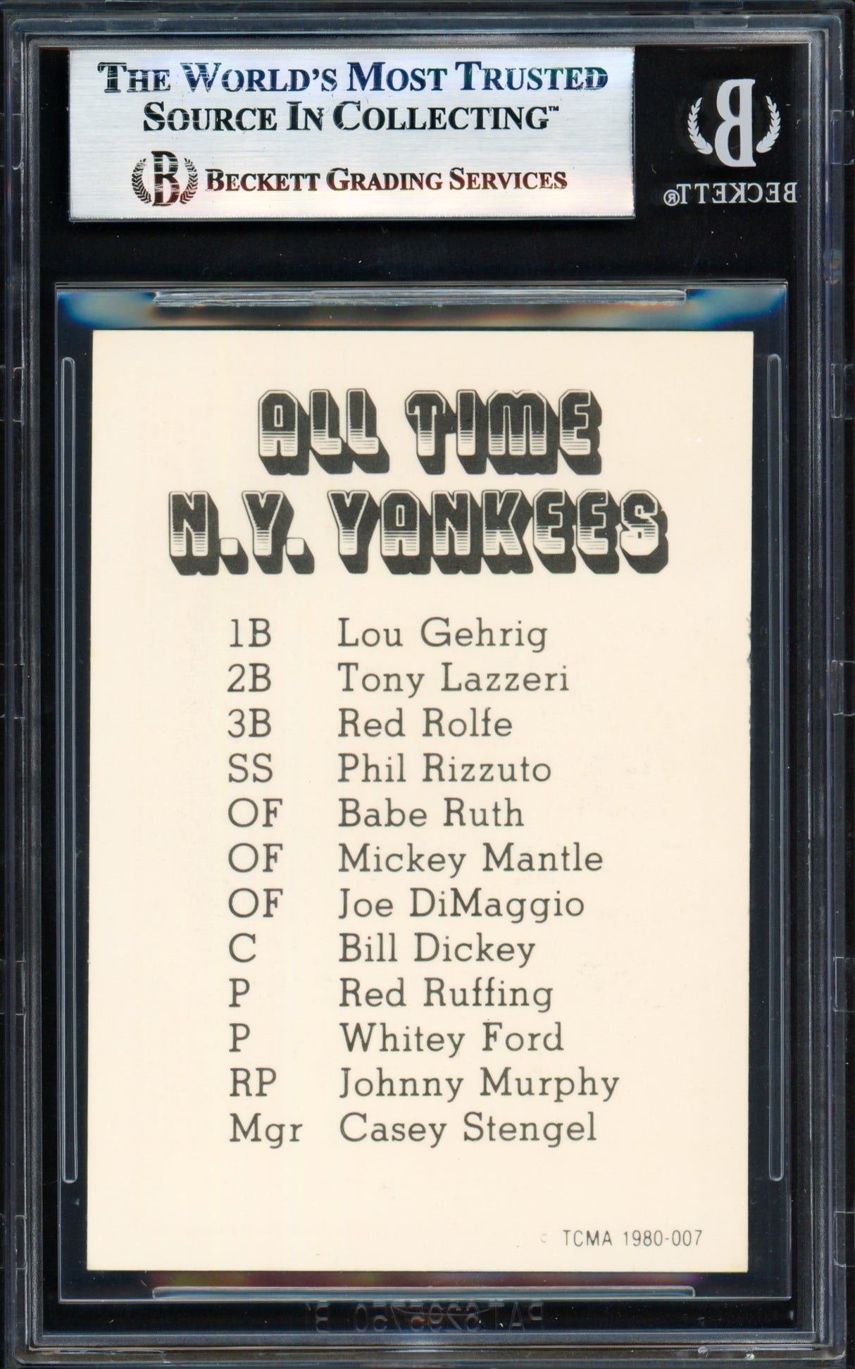 Joe DiMaggio Autographed 1980 TCMA Card #7 New York Yankees Beckett BAS #17830821