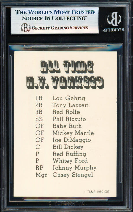 Joe DiMaggio Autographed 1980 TCMA Card #7 New York Yankees Beckett BAS #17830821