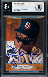 Tony Gwynn Autographed 1996 Upper Deck Card #450 San Diego Padres Beckett BAS #17830817
