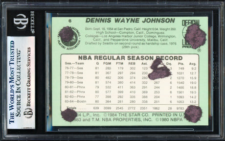 Dennis Johnson Autographed 1984-85 Star Card #6 Boston Celtics (Back Damage) Beckett BAS #17830398