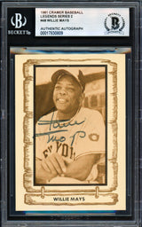 Willie Mays Autographed 1981 Pacific Legends Card #48 San Francisco Giants Beckett BAS #17830809
