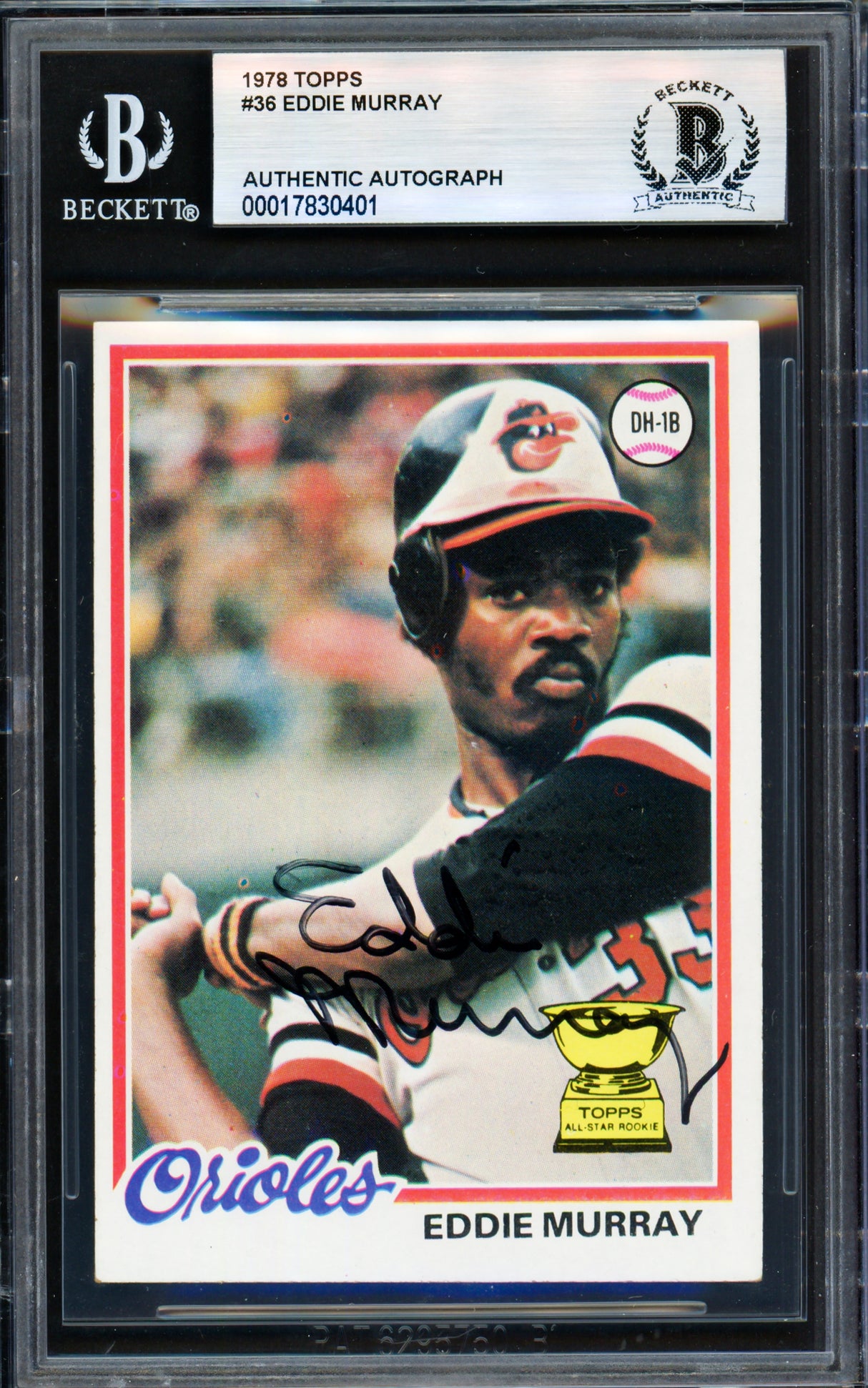 Eddie Murray Autographed 1978 Topps Rookie Card #36 Baltimore Orioles Beckett BAS #17830401