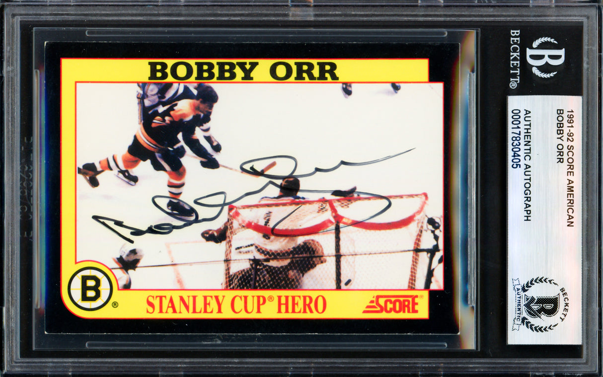 Bobby Orr Autographed 1991 Score Card Boston Bruins Beckett BAS #17830405